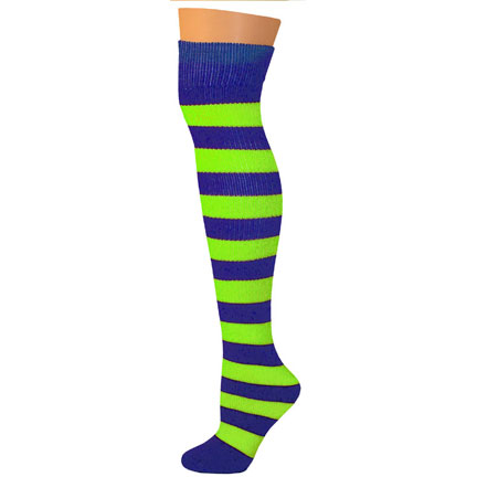 2 Stripe Socks - Blue/Lime-0