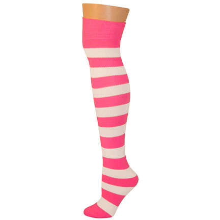 2 Stripe Socks - Pink/White-0
