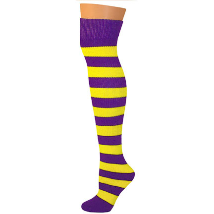 2 Stripe Socks - Purple/Lemon-0