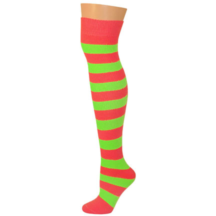 2 Stripe Socks - Red/Lime-0
