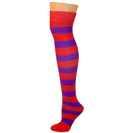 2 Stripe Socks - Red/Purple-0