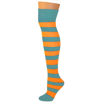 2 Stripe Socks - Turquoise/Orange-0