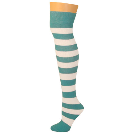 2 Stripe Socks - Turquoise/White-0