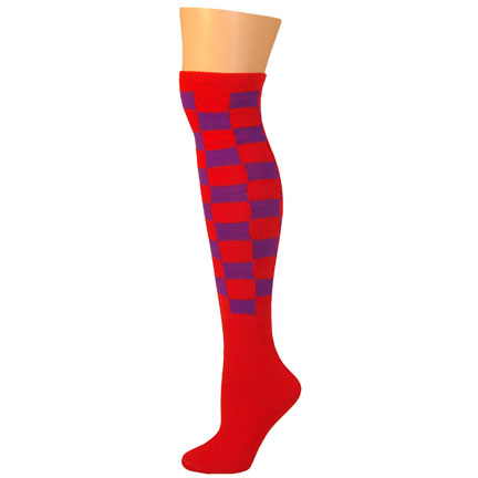 Checkered Socks - Red/Purple-0