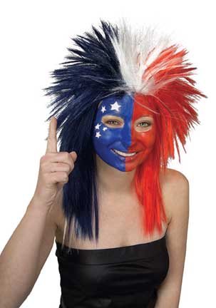 Red/White/Blue Sports Fanatic Wig-0