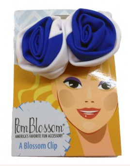 Pom Blossom Royal & White Team Color Hair Clip-0