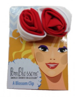Pom Blossom Red & White Team Color Hair Clip-0
