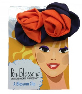 Pom Blossom Fanta Orange & Navy Team Color Hair Clip-0