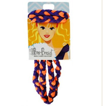 Pom Braided Headband - New Orange & Purple-0