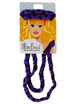Pom Braided Headband - Black & Purple-0