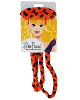 Pom Braided Headband - Black & Fanta Orange-0